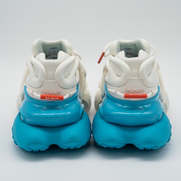 size 42 9 US Balmain Unicorn White Blue Sneakers Neoprene - Picture 5 of 14